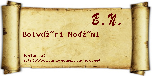 Bolvári Noémi névjegykártya