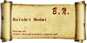 Bolvári Noémi névjegykártya